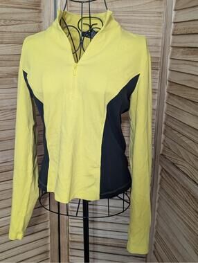 Express Women's Crew Neck Zip Front Workout Jacket Size Large Yellow